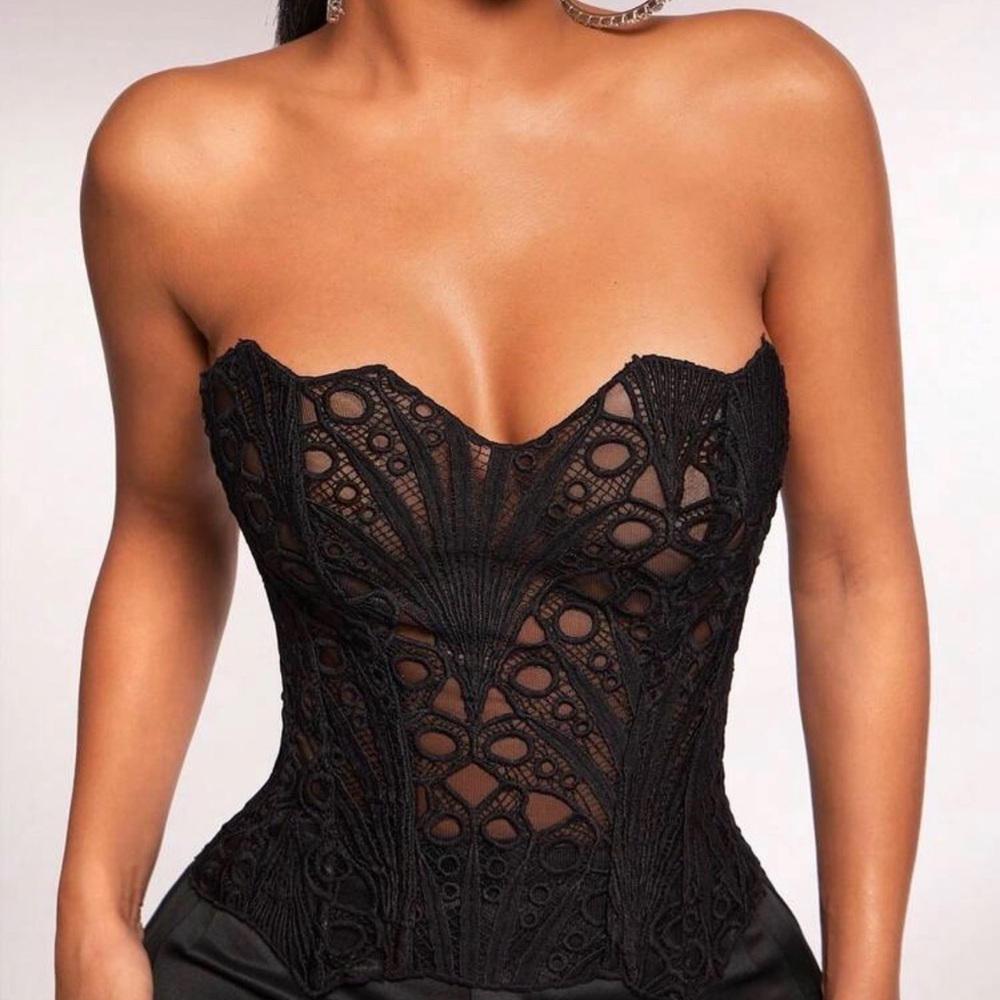 New Y2K Elegant Black Lace Bustier Top size M - Picture 6 of 8
